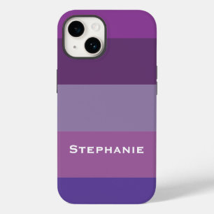 Coque Pour iPhone 14 Lavande violette colorée Abstraite bandes Nom