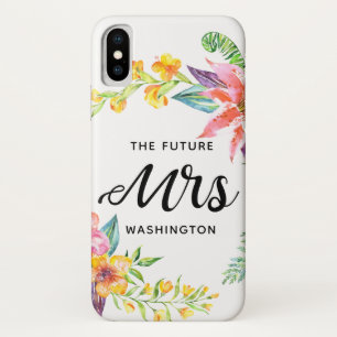 Case-Mate iPhone Case L'Avenir Mme Script Fleurs tropicales Aquarelle