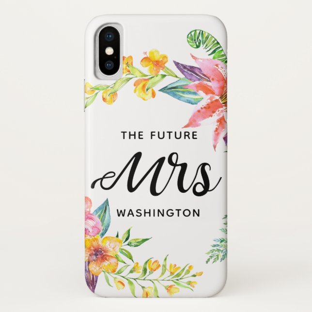 Coques Case-Mate iPhone L'Avenir Mme Script Fleurs tropicales Aquarelle (Dos)