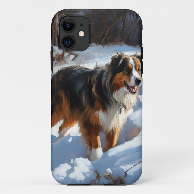 Coques Case-Mate iPhone Le Berger Australien Laisser Neige Noël (Dos)