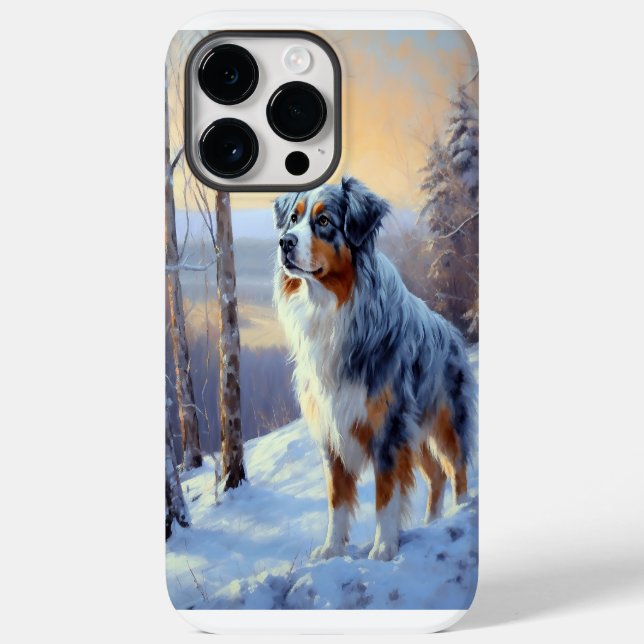 Coques Case-Mate iPhone Le Berger Australien Laisser Neige Noël (Verso)