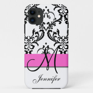 Case-Mate iPhone Case Le blanc noir rose décoré d'un monogramme