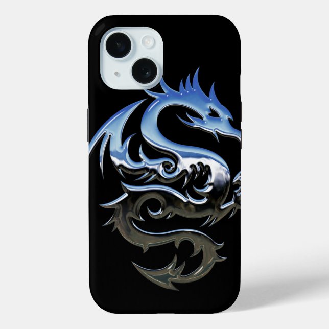 Coques Case-Mate iPhone Le boîtier de téléphone Dragon noir et bleu (Verso)