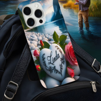 Coque iPhone 15 Pro Le coeur de Linda au milieu des montagnes