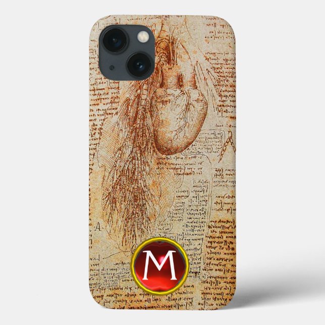 Coques Case-Mate iPhone Le coeur et les artères bronchiques Gem Monogramme (Verso)