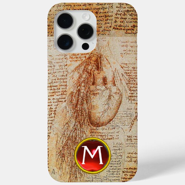 Coques Case-Mate iPhone Le coeur et les artères bronchiques Gem Monogramme (Verso)