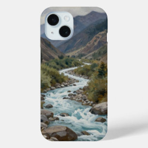 Coque Pour iPhone 15 Le Courant qui Tourbillonne : Une Rivière Glaciair