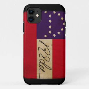 Coque iPhone 11 Le Général Lee Headquarters Flag avec la signature
