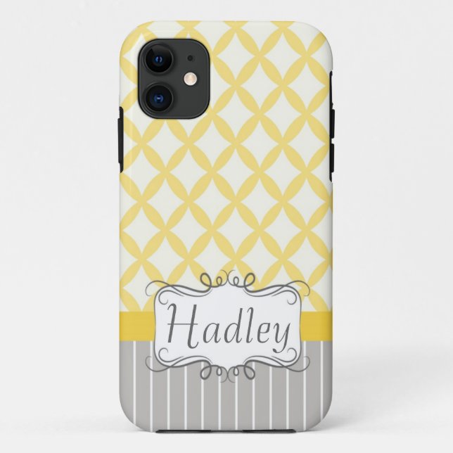 Coques Case-Mate iPhone Le gris jaune a personnalisé la caisse moderne de (Dos)