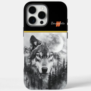 Coques iPhone 16 Pro Max Le loup apparaît de la forêt brumeuse la nuit
