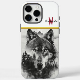 Coques iPhone 16 Pro Max Le loup regarde à travers la forêt brumeuse