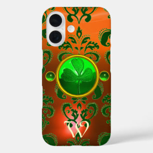 COQUES iPhone 16 LE MONOGRAM DU SHAMROCK ST PATRICK ORANGE GREEN DA