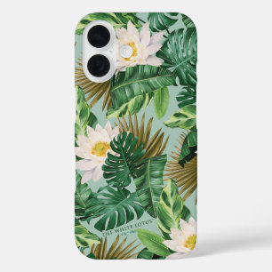 Coques iPhone 16 Le Motif blanc Lotus Tropical Canopy