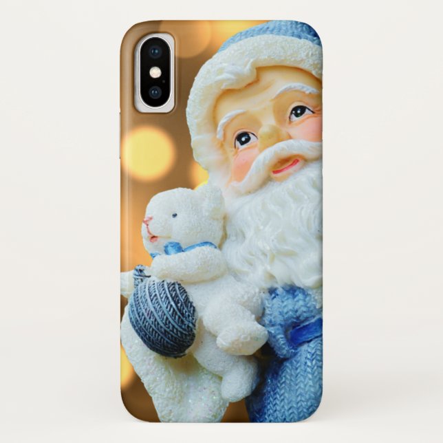 Coques Case-Mate iPhone Le Père Noël en costume bleu (Dos)
