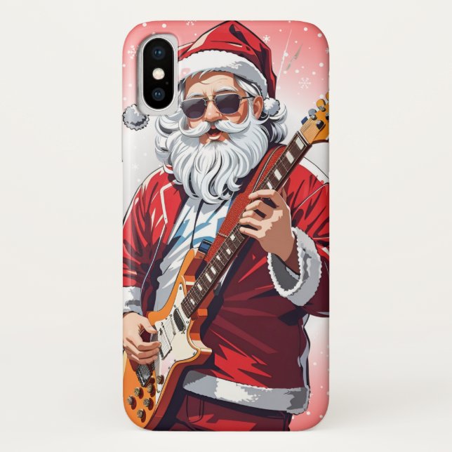 Coques Case-Mate iPhone Le Père Noël joue de la guitare (Dos)