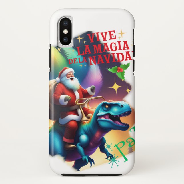 Coques Case-Mate iPhone Le Père Noël sur un T rex (Dos)