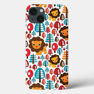 iPhone 13 Case le rétro lion mignon badine l'illustration