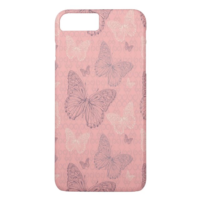 Coques Case-Mate iPhone Le rose de papillon (Dos)