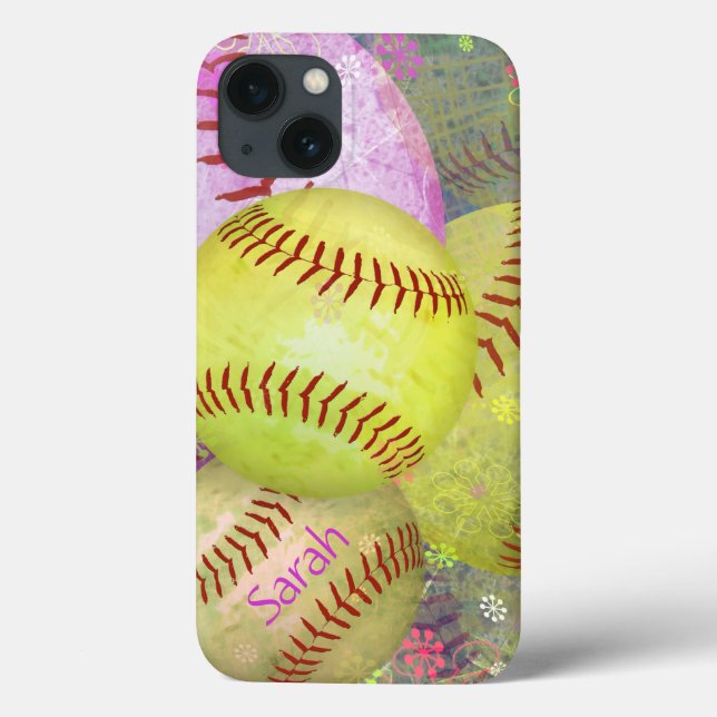 Coques Case-Mate iPhone Le softball personnalisé de la fille (Verso)