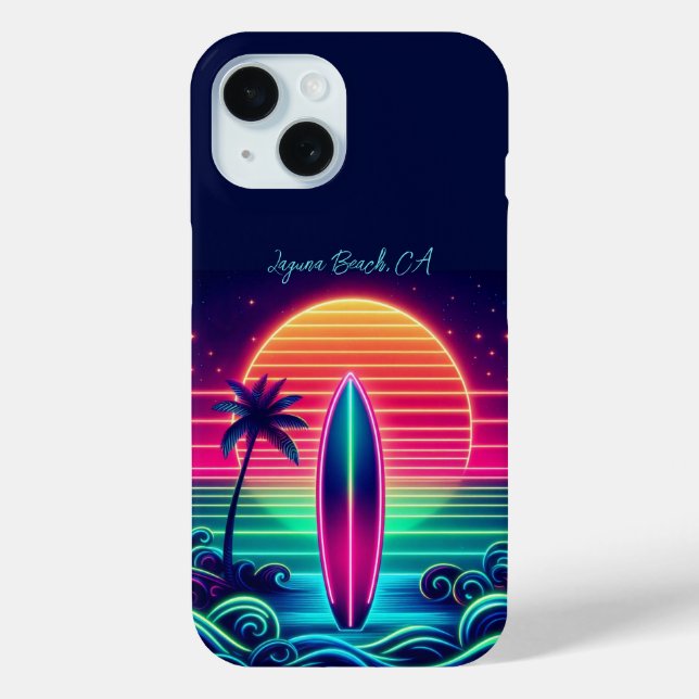 Coques Case-Mate iPhone Le surf du coucher de soleil de Neon (Verso)