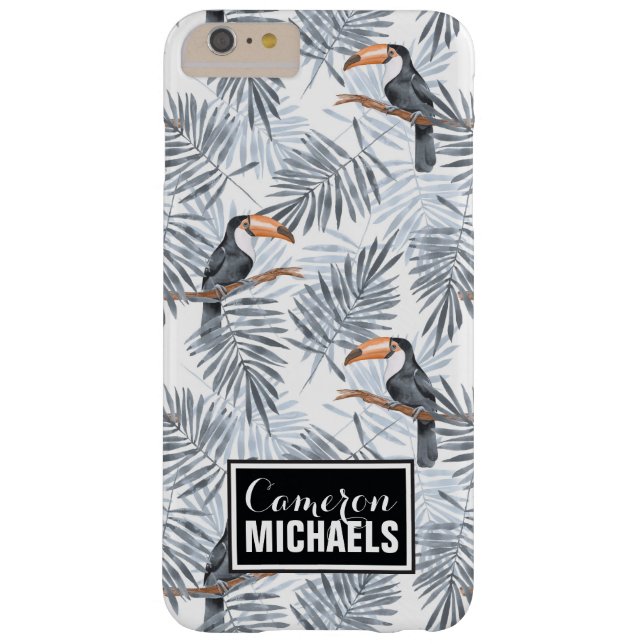 Coques Case-Mate iPhone Le toucan gris | ajoutent votre nom (Dos)