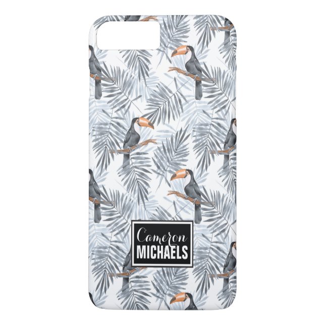 Coques Case-Mate iPhone Le toucan gris | ajoutent votre nom (Dos)