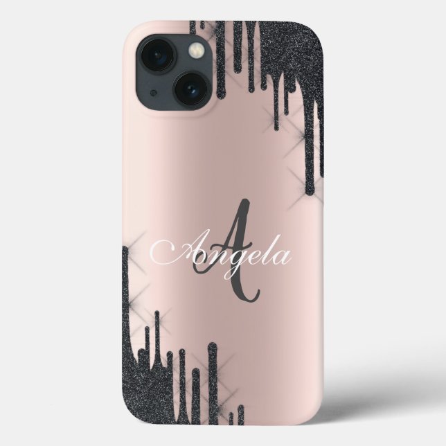 Coques Case-Mate iPhone Lecteurs de Parties scintillant Noir moderne Rose  (Verso)