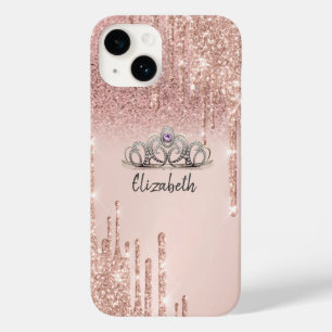 Coque Pour iPhone 14 Lecteurs de Parties scintillant or Rose moderne Om