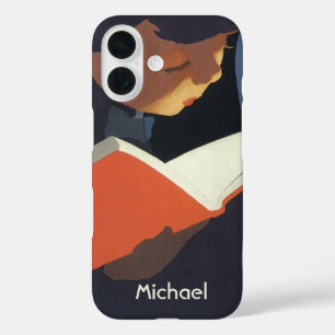 Coques iPhone 16 Lecture vintage d'un livre à partir de la biblioth
