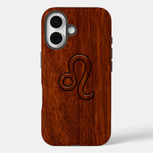 Coques iPhone 16 Leo Zodiac Connexion style bois acajou