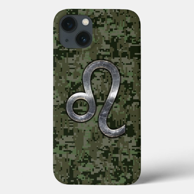 Coques Case-Mate iPhone Léo Zodiac Sign on Green Digital Camo (Verso)