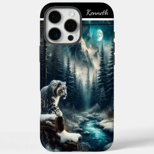 Coques iPhone 16 Pro Max Léopard De Neige Sous La Lune