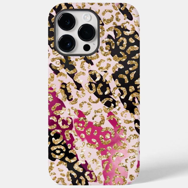 Coques Case-Mate iPhone Léopard d'or rose noire (Verso)