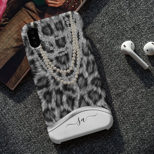 Coques Case-Mate iPhone Leopard Nom manuscrit Pearl Diamond Collier C (Créateur téléchargé)