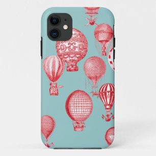 Coques Pour iPhone Les ballons à air chauds en vol, rouge sur des