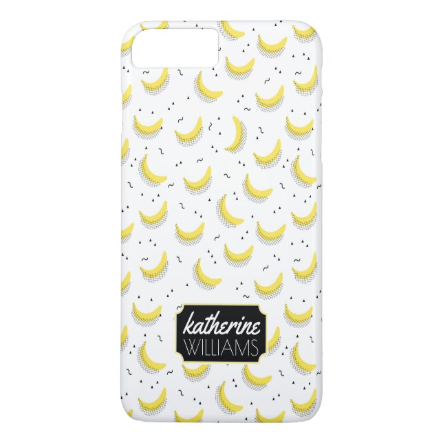 Coques Case-Mate iPhone Les bananes géométriques | ajoutent votre nom (Dos)
