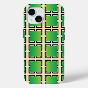 Coque Pour iPhone 15 Les carrés dégradés verts 