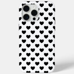 Coque iPhone 15 Pro Max Les coeurs noirs en blanc, nobles, malchanceux et 