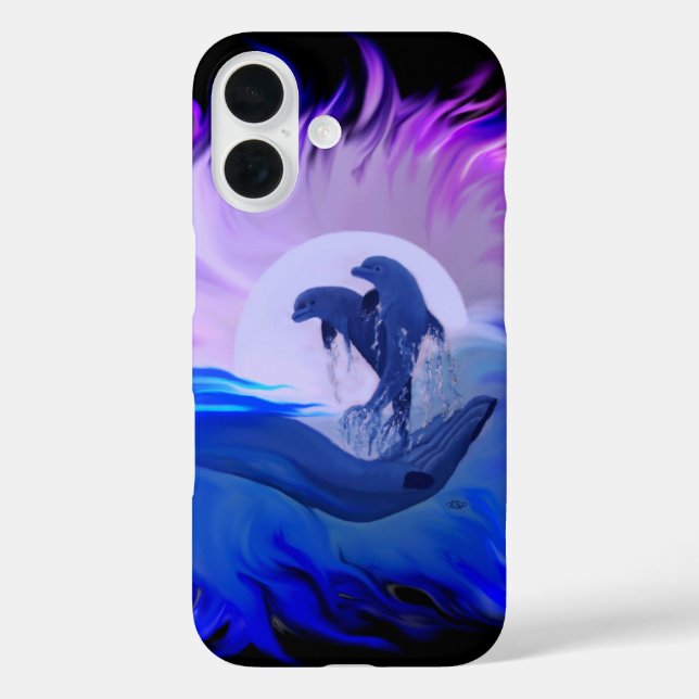 Coques Case-Mate iPhone Les dauphins au clair de lune (Verso)