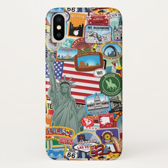 Coques Case-Mate iPhone Les Etats-Unis voyagent motif d'autocollant (Dos)