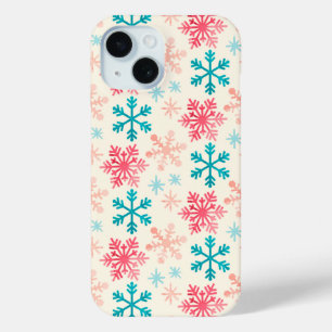 Coque Pour iPhone 15 Les flocons de neige multiples à Noël ivoire