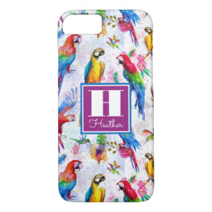 Coque iPhone 8/7 Les perroquets de style d'aquarelle   ajoutent