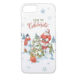 Case-Mate iPhone Case Les Snowmen de Noël Père Noël célèbrent l'aquarell