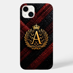 Coque Pour iPhone 14 Plus Lettre A de monogramme doré élégant avec couronne