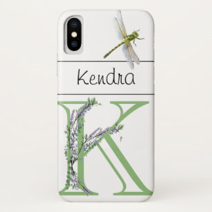 Case-Mate iPhone Case Lettre alphabétique K aquarelle Lavande libellule