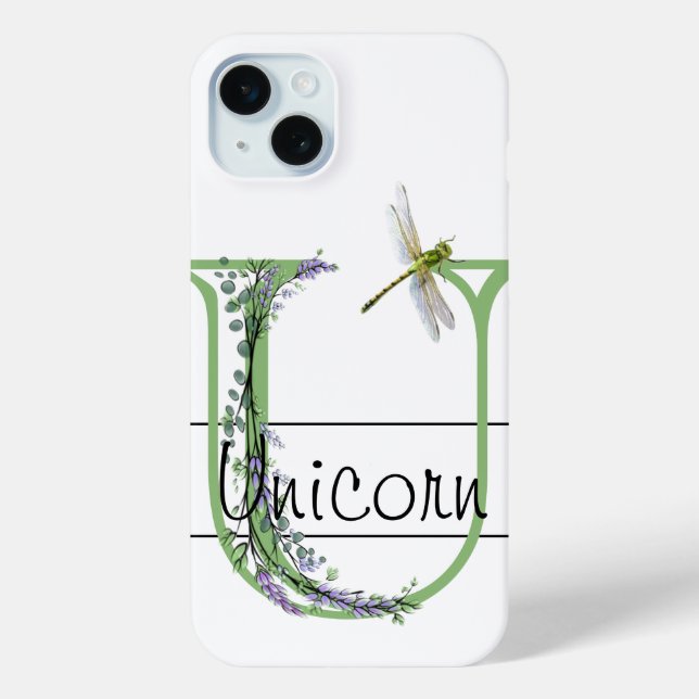 Coques Case-Mate iPhone Lettre alphabétique U, aquarelle Lavender Dragonfl (Verso)