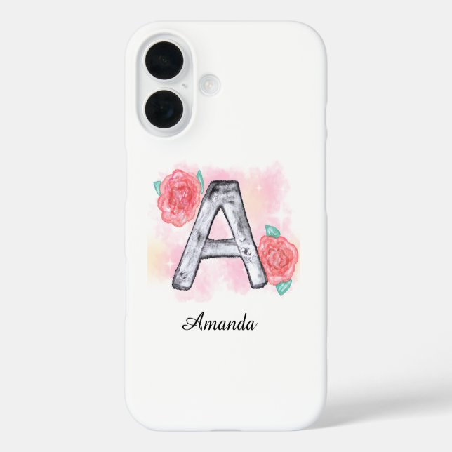 Coques Case-Mate iPhone LETTRE AQUATICOLE Florale A (Verso)