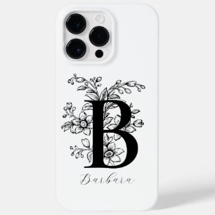 Coque Pour Pour iPhone 14 Pro Max Lettre B Monogramme Floral Botanique Nom   