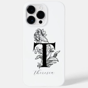 Coque Pour Pour iPhone 14 Pro Max Lettre botanique monogramme T nom