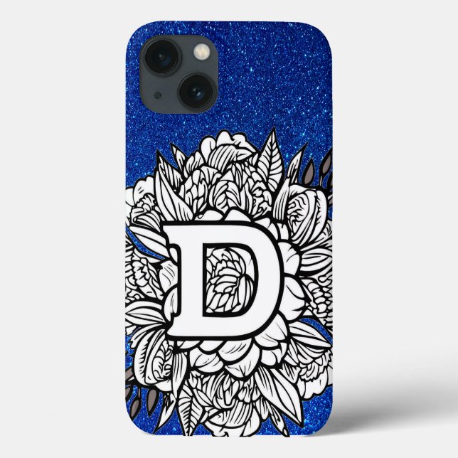 Coques Case-Mate iPhone Lettre D Parties scintillant personnalisée Fleurs  (Verso)